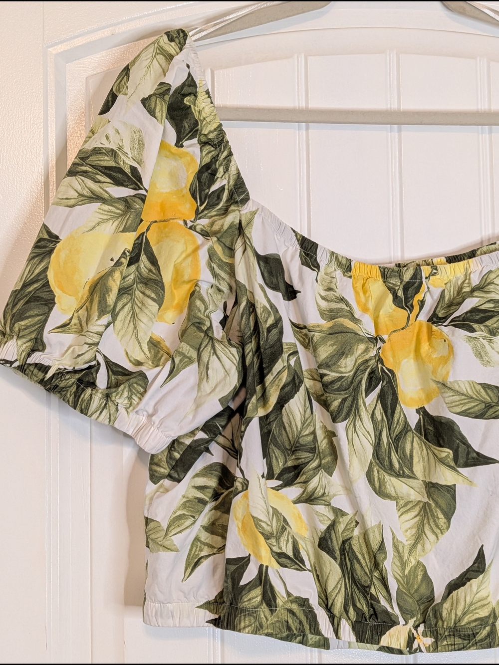 H&M Lemon Patterned Short Sleeve Cotton Crop Top - Picture 8 of 12